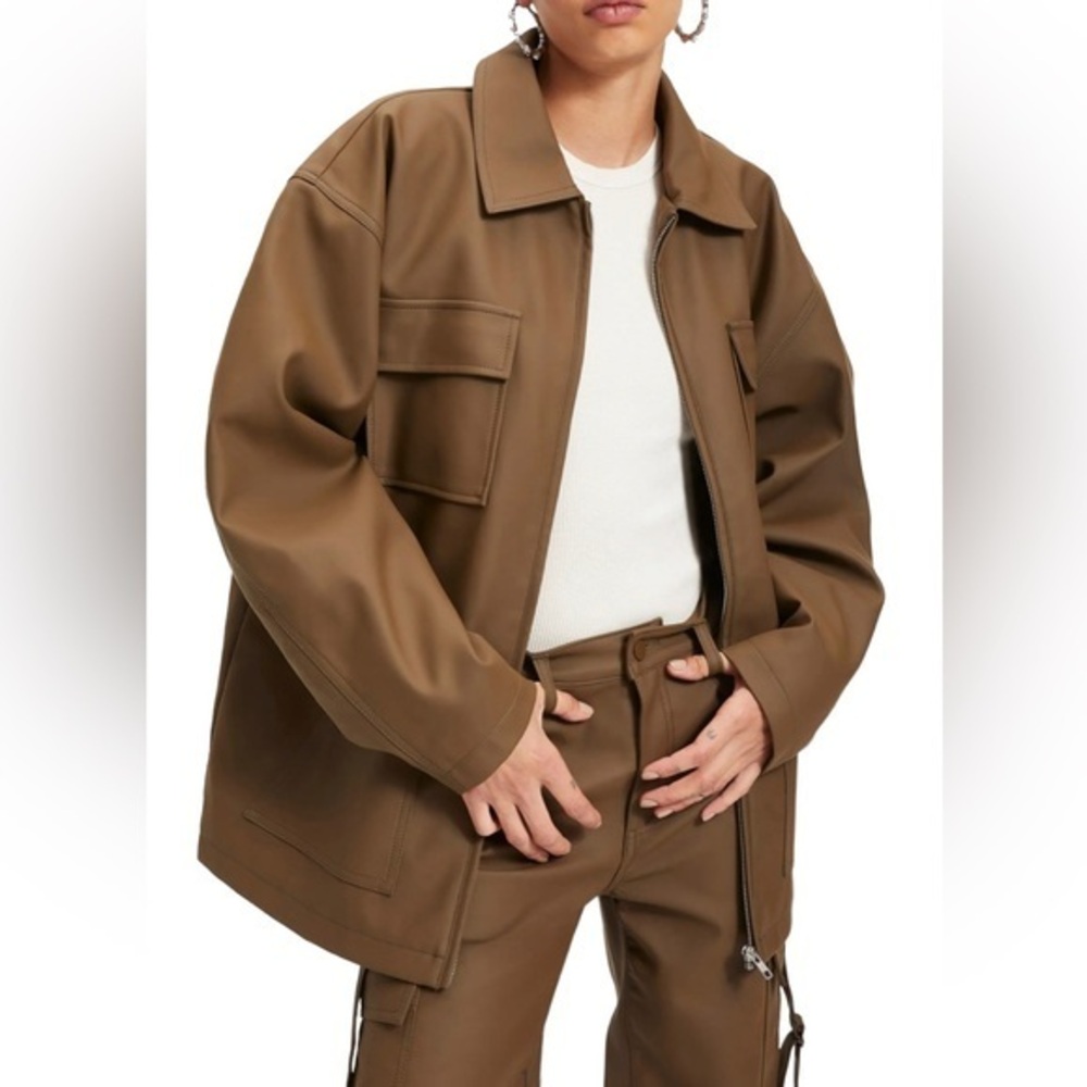 NWT Good American Better Than Leather oversized chore jacket
